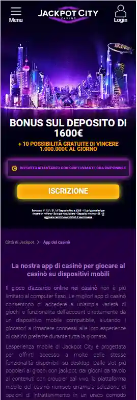 Jackpot City app e mobile: iOS, Android e browser