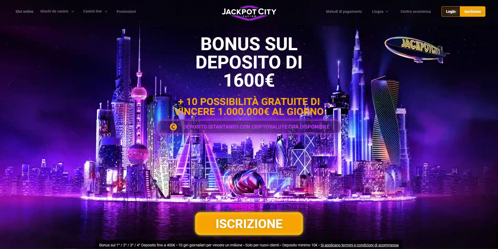 Homepage ufficiale di Jackpot City Casino
